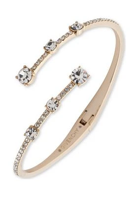 Gold Tone Crystal Pavé Bypass Bangle Bracelet