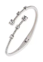 Silver Tone Crystal Pavé Bypass Bangle Bracelet