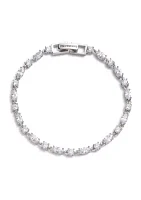 Silver Tone Crystal Tennis Flex Bracelet