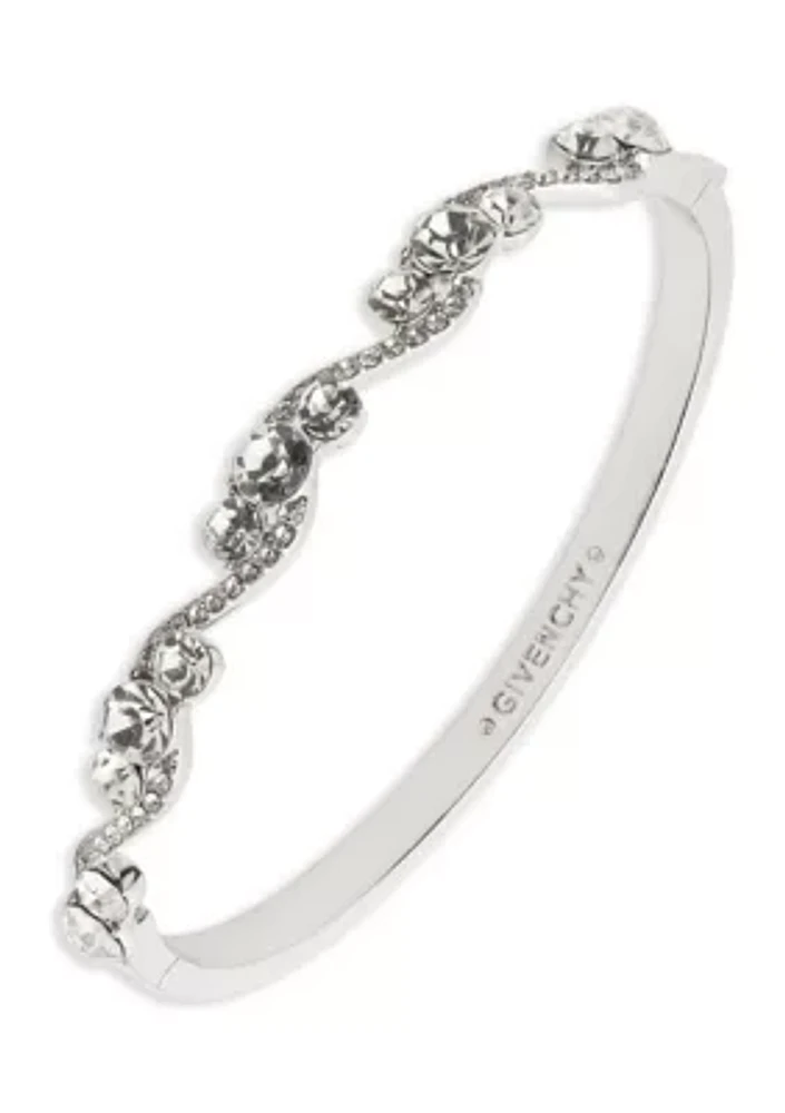 Silver Tone Crystal Scroll Bangle Bracelet