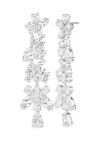 Silver Tone Crystal Drama Linear Earrings