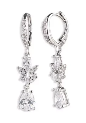 Silver Tone Crystal Drop Earrings