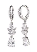 Silver Tone Crystal Drop Earrings