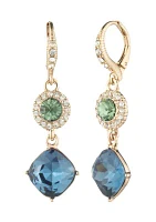 Gold Tone Denim Double Drop Earrings