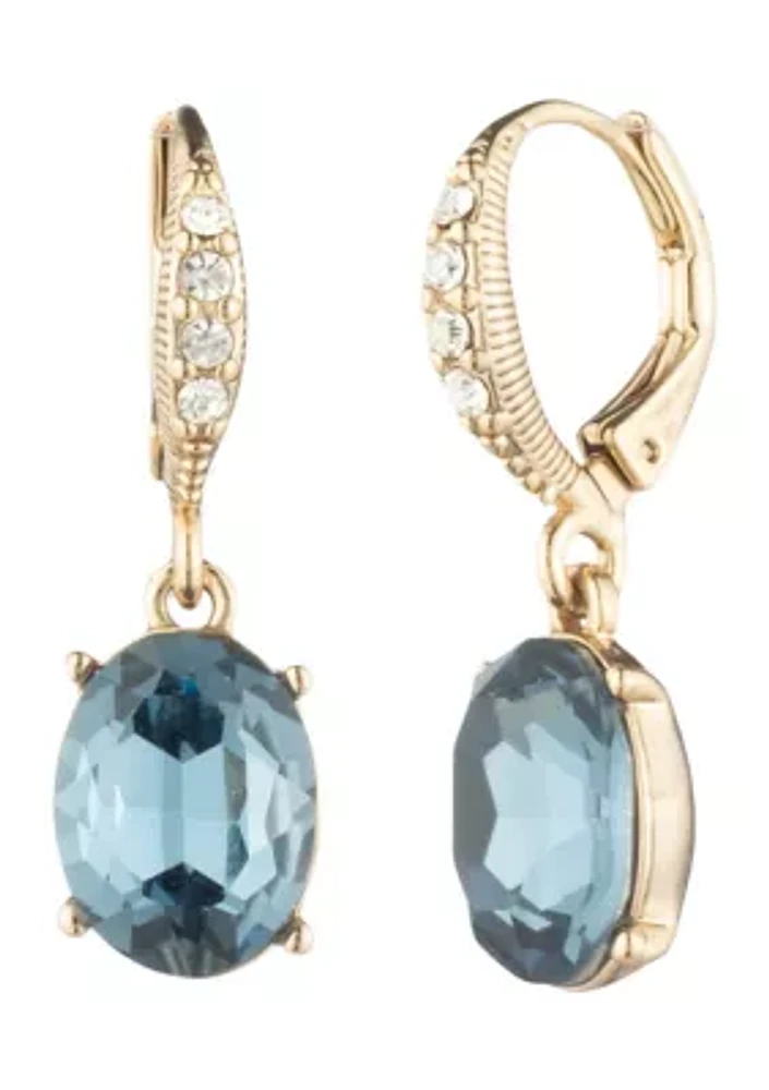 Gold Tone Denim Drop Earrings