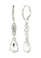 Silver Tone Crystal Drop Earrings