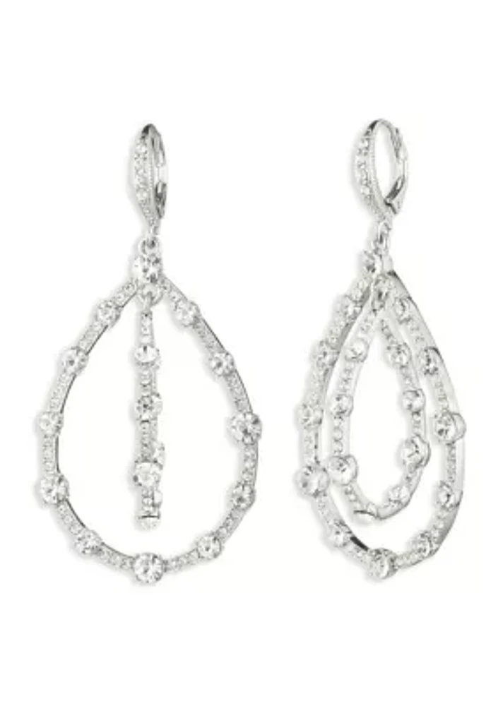 Silver Tone Crystal Orbital Earrings