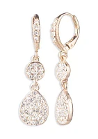 Gold Tone Crystal Pave Double Drop Earrings