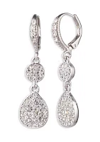 Silver Tone Crystal Double Drop Earrings