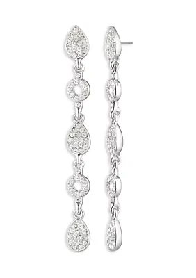 Silver Tone Crystal Linear Earrings