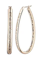 Gold Tone 50 Millimeter Logo Hoop Earrings