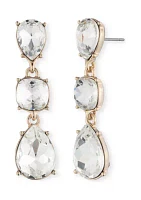 Gold Tone Crystal Linear Earrings