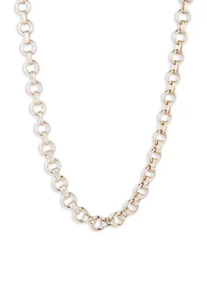 Gold Tone 16" Crystal Link Collar Necklace