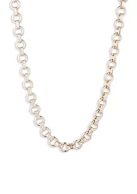 Gold Tone 16" Crystal Link Collar Necklace