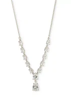 Silver Tone Crystal Y Necklace