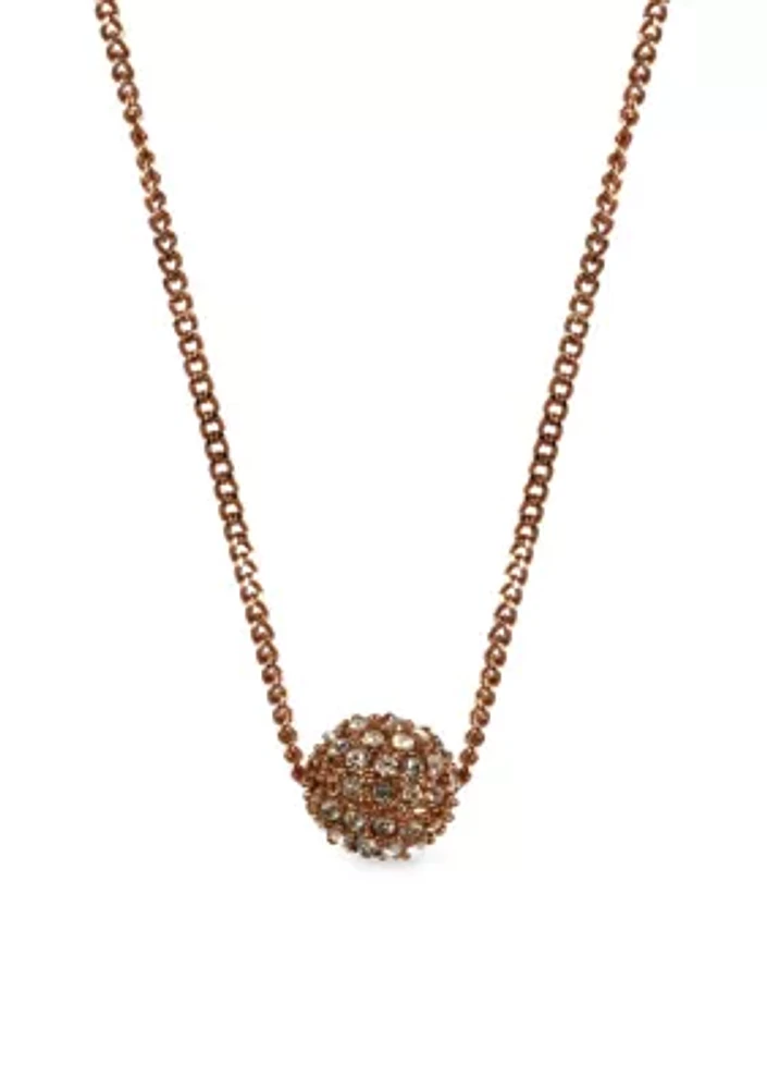 Rose Gold-Tone Fireball Pendant Necklace