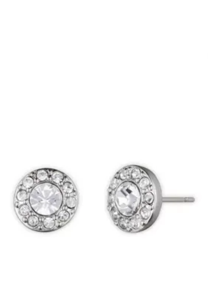 Silver-Tone Pave Stud Earrings