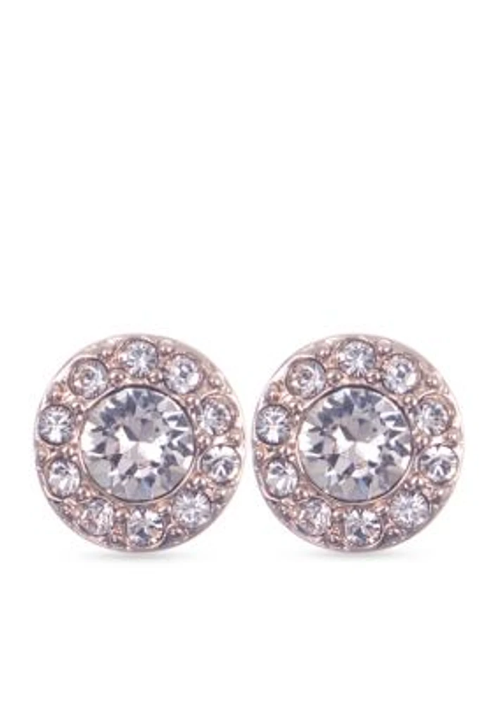 Rose Gold-Tone Pave Stud Earrings