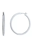 Silver Tone Cry Medium Click Top Hoop Earrings