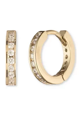 Gold Tone Crystal Mini Pavé Huggie Hoop Earrings