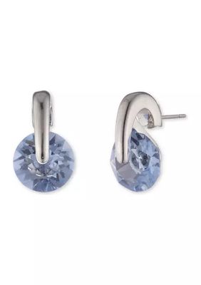 Silver Tone Light Sapphire Floating CZ Stud Earrings