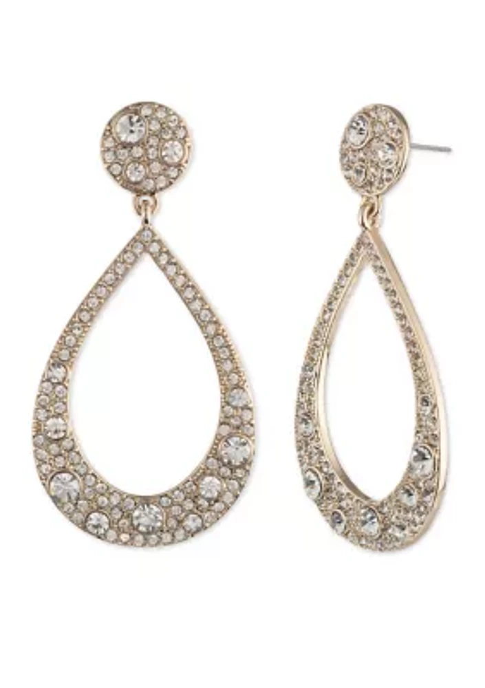 Gold Tone Crystal Scatter Pavé Orbital Drop Earrings