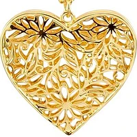 Long Gold Tone Heart Pendant Necklace