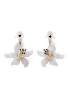 White Floral Statement Earrings