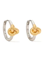 Two Tone Double Knot Huggie Earrings
