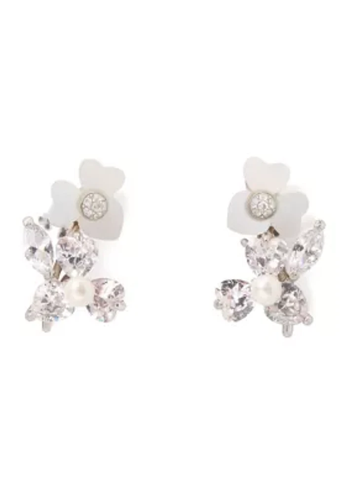 Precious Pansy Stud Button Earrings