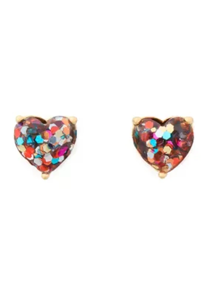 Heart Glitter Stud Earrings