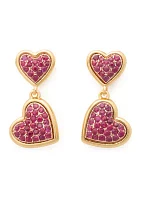 Pave Heart Drop Earrings