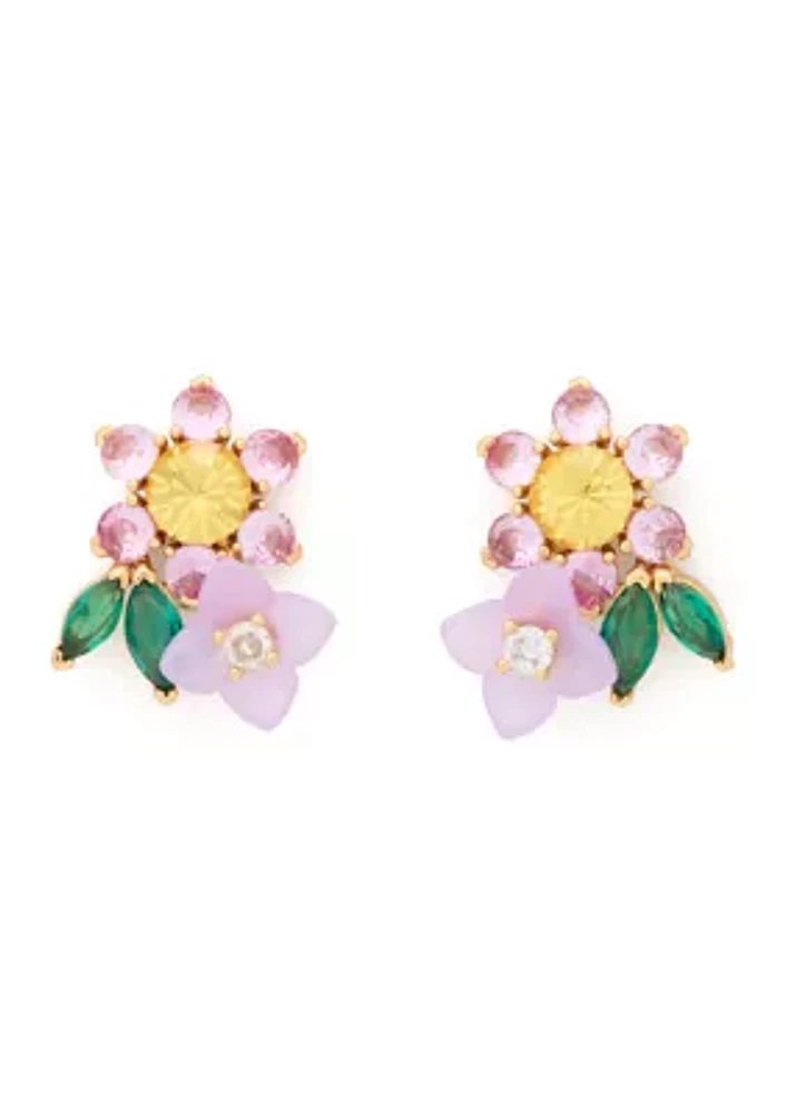 Lab Grown Bursting Blooms Cluster Stud Earrings