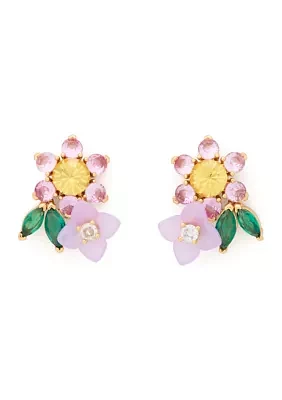 Lab Grown Bursting Blooms Cluster Stud Earrings