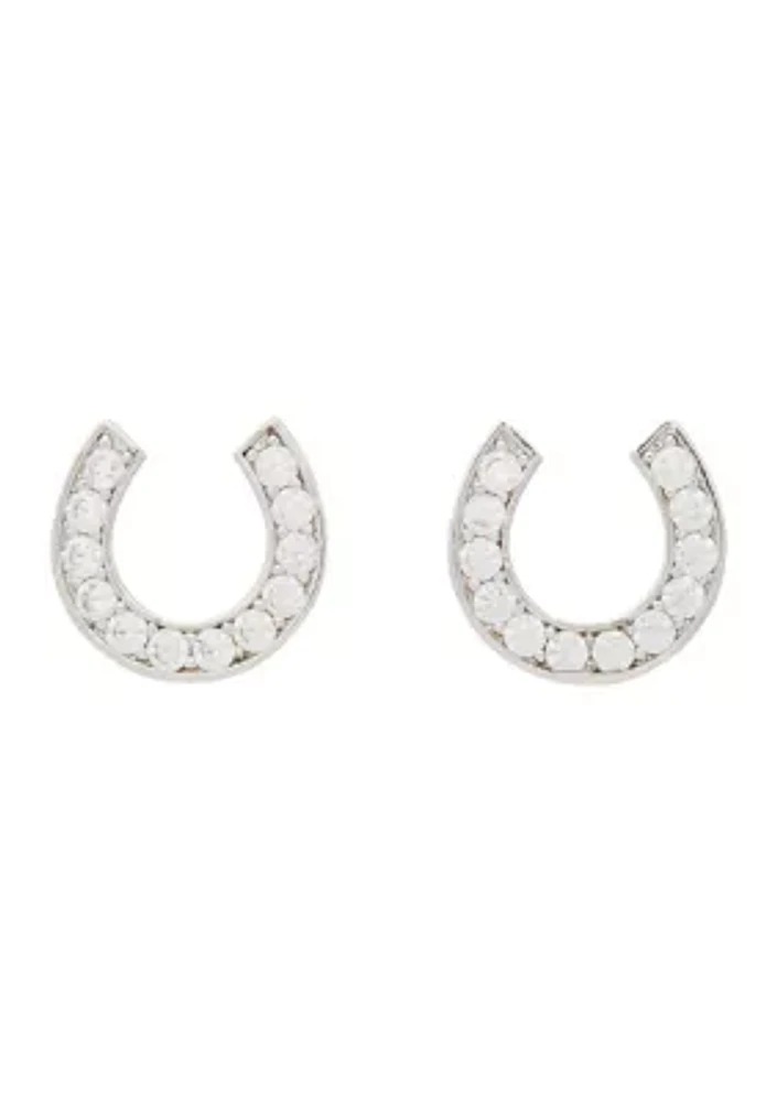 Lab Grown Pavé Horseshoe Stud Earrings