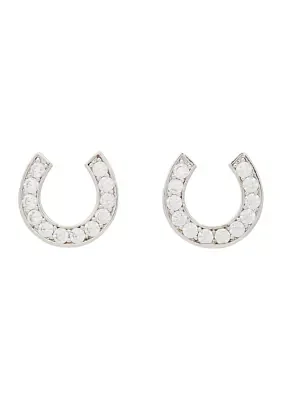 Lab Grown Pavé Horseshoe Stud Earrings