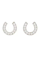 Lab Grown Pavé Horseshoe Stud Earrings