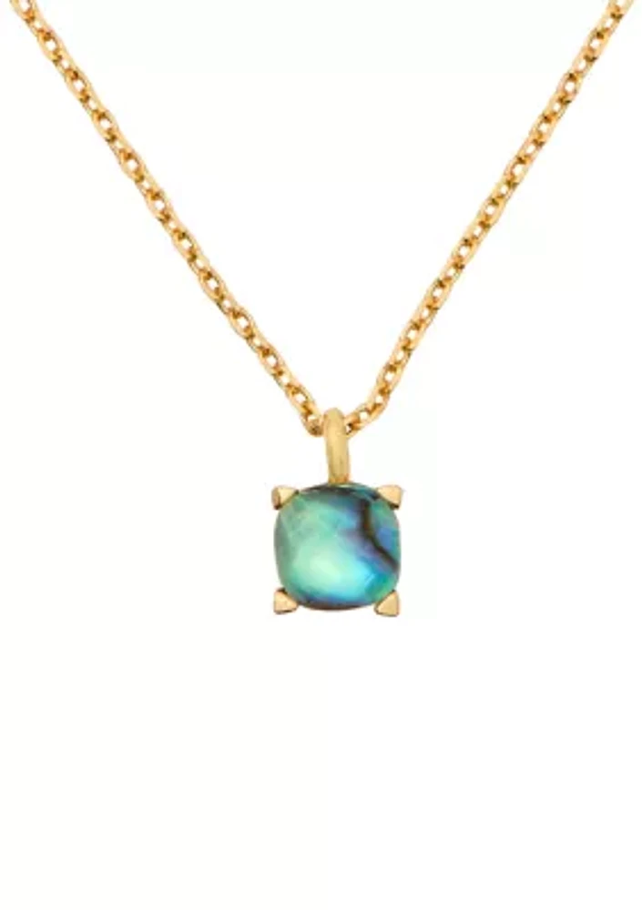 Square Stone 6 Millimeter Pendant Necklace