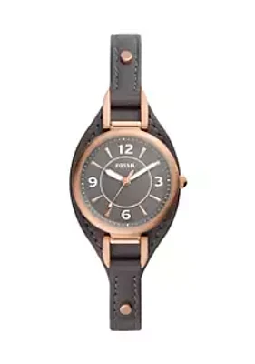 Fossil® Gold Tone Leather Black Strap Watch