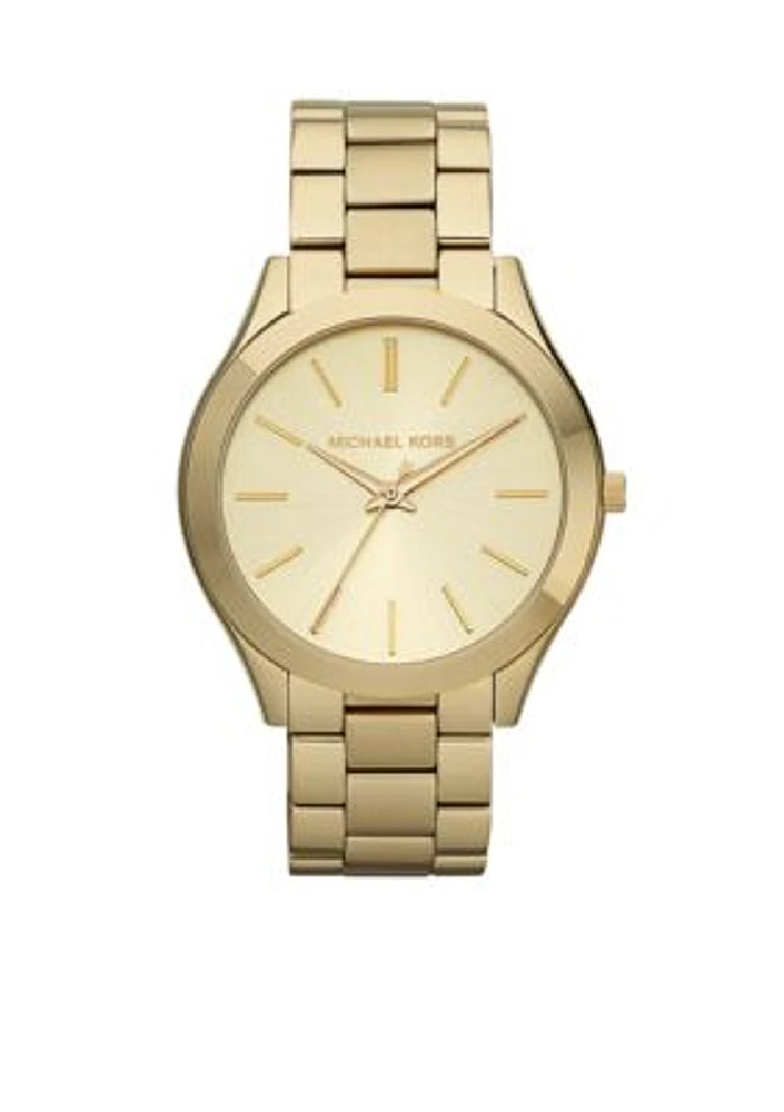 Gold Tone Stainless Steel Slim Runway Watch