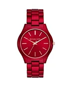 Michael Kors Slim Runway Three-Hand Red-Coated Stainless Steel Watch