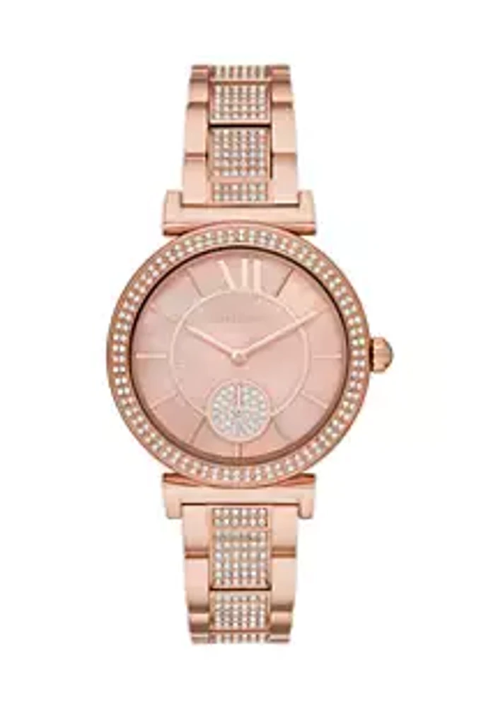 Michael Kors Abbey Three-Hand Rose Gold-Tone Stainless Steel Watch