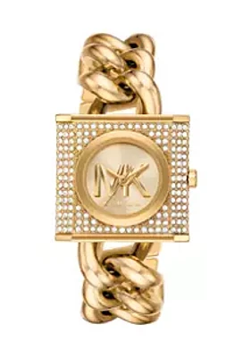 Michael Kors Gold Tone Stainless Steel Chunky Fringe Crystal Drops Watch