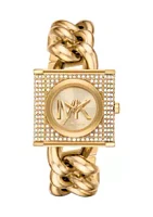 Michael Kors Gold Tone Stainless Steel Chunky Fringe Crystal Drops Watch