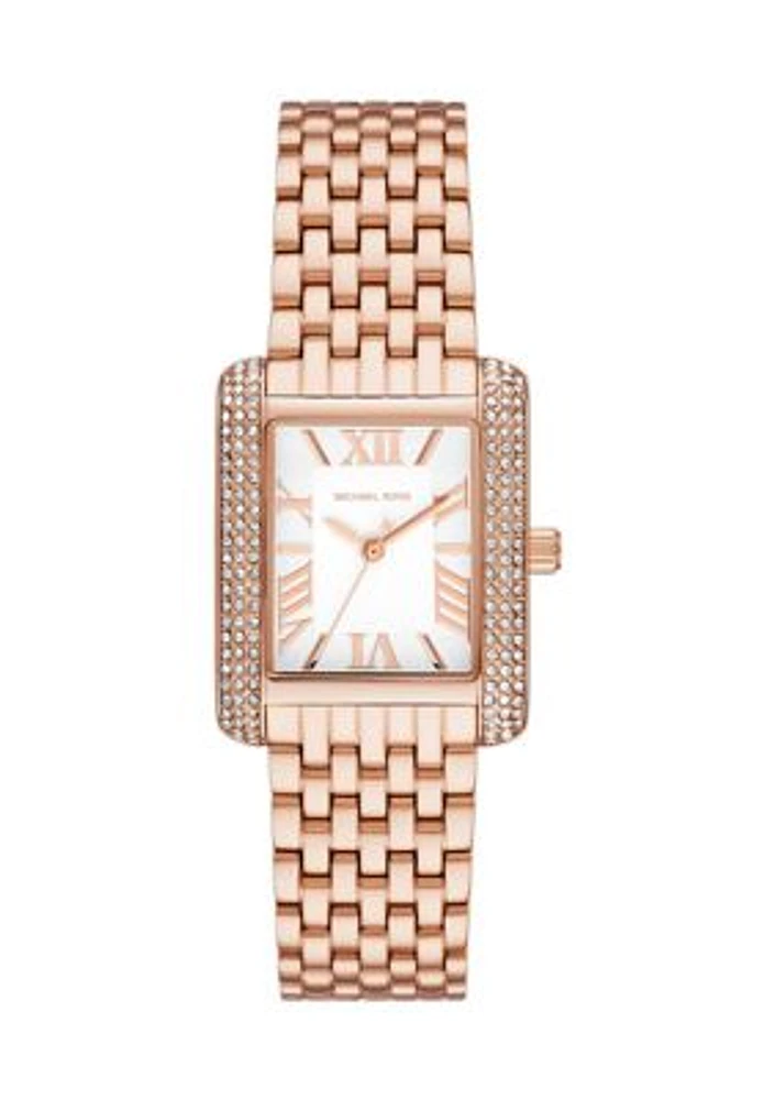 Women Rose Gold Stainless Steel Crystal Watch