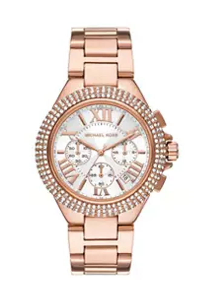 Michael Kors Rose Gold Tone Camille Chronograph Stainless Steel Watch