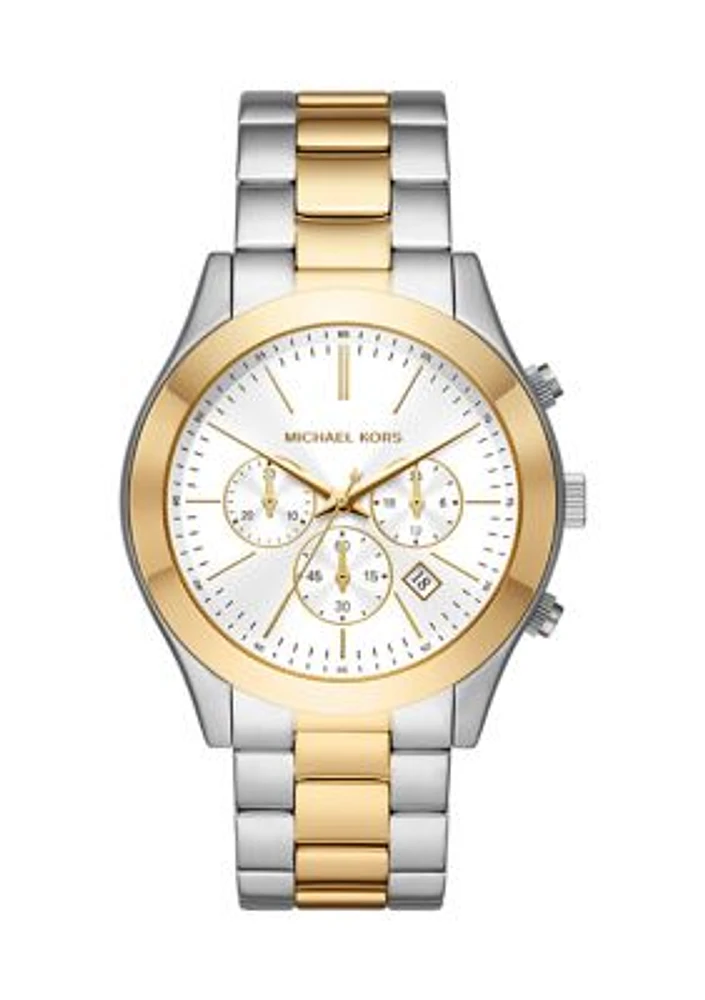 Two Tone Stainless Steel Slim Runway Chronograph Watch