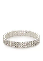 Silver Tone Crystal Stretch Bracelet