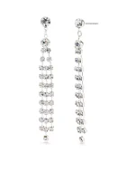 Silver-Tone Crystal Linear Drop Earrings