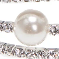 Silver-Tone Rhinestone and Pearl Multi Strand Coil Bracelet